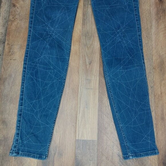 Lee Jeans Womens 30 Body Optix Blue Geometric Pattern Skinny 5 Pocket high Rise - Picture 3 of 10